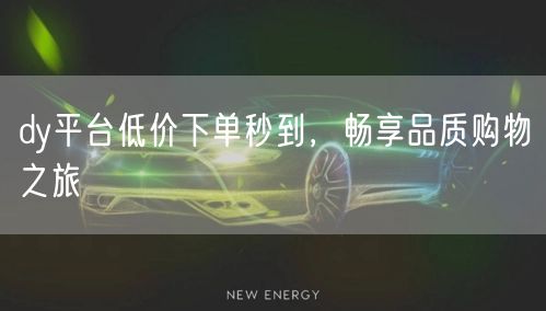 dy平台低价下单秒到，畅享品质购物之旅