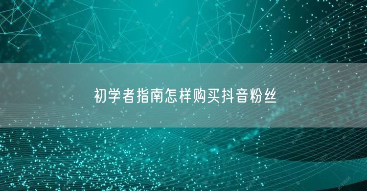 初学者指南怎样购买抖音粉丝